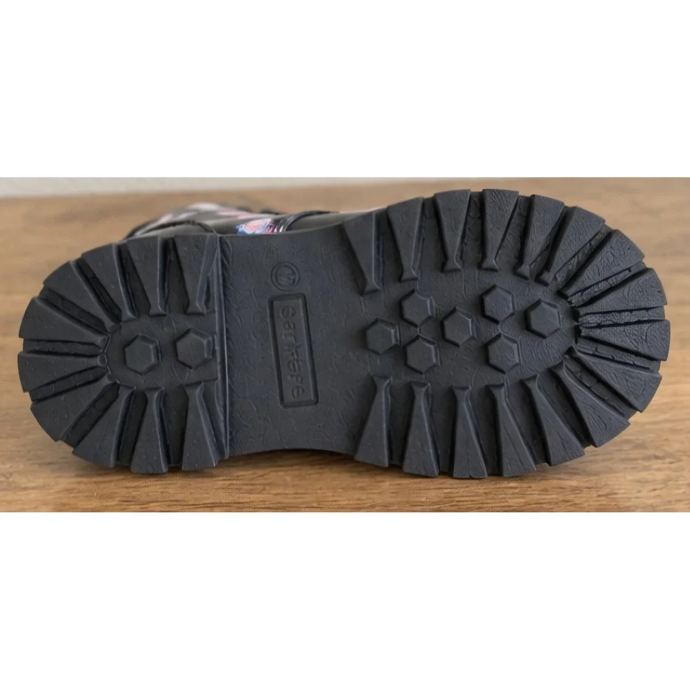 CARTER'S Girls Butterfly Heart Buckle Combat Boots Black Size 5